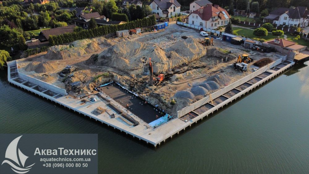 Берегоукрепление бетоном, бетонный шпунт, укрепление плитами и сваями