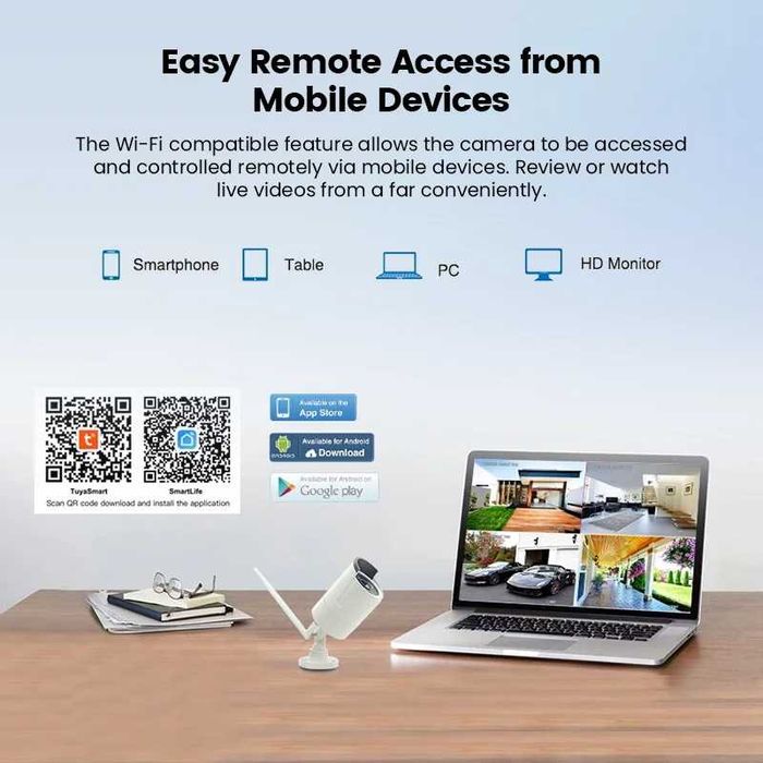 CCTV Sistema Vídeo Vigilância NVR + 8 Câmaras HD Sem Fios WiFi (NOVO)