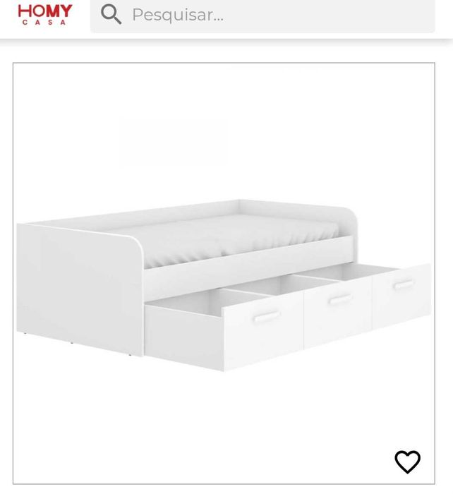 Cama solteiro com gavetões