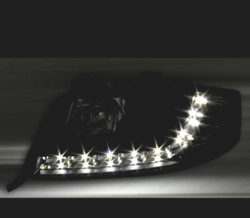 FARÓIS AUDI A6 4B 01-04 LUZ DIURNA LED FUNDO NEGRO