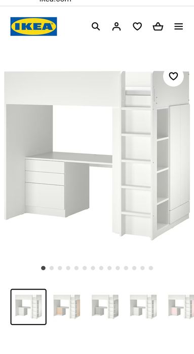 Cama alta IKEA SMÅSTAD
Cama alta, branco cinz/com secretária c/4 gavet
