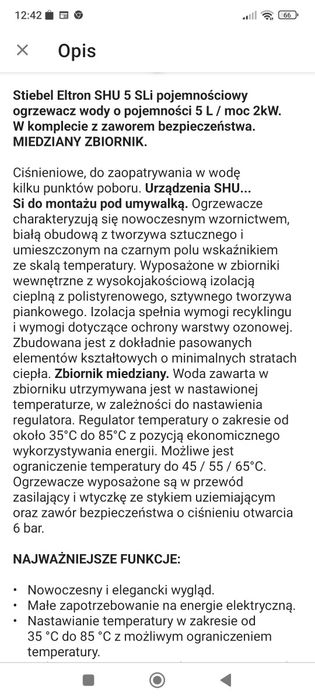 Ogrzewacz wody, pod umywalkę.