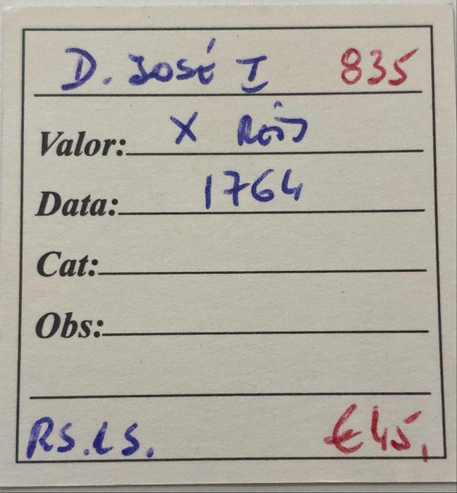 Moeda  835 - D JOSE I - X Reis 1764