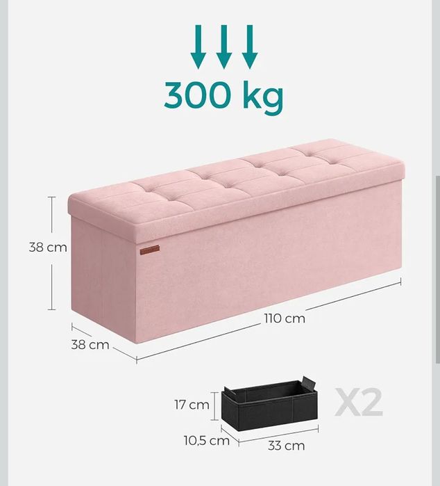Oferta weekend Songmics Pufa, siedzisko pudrowy róż