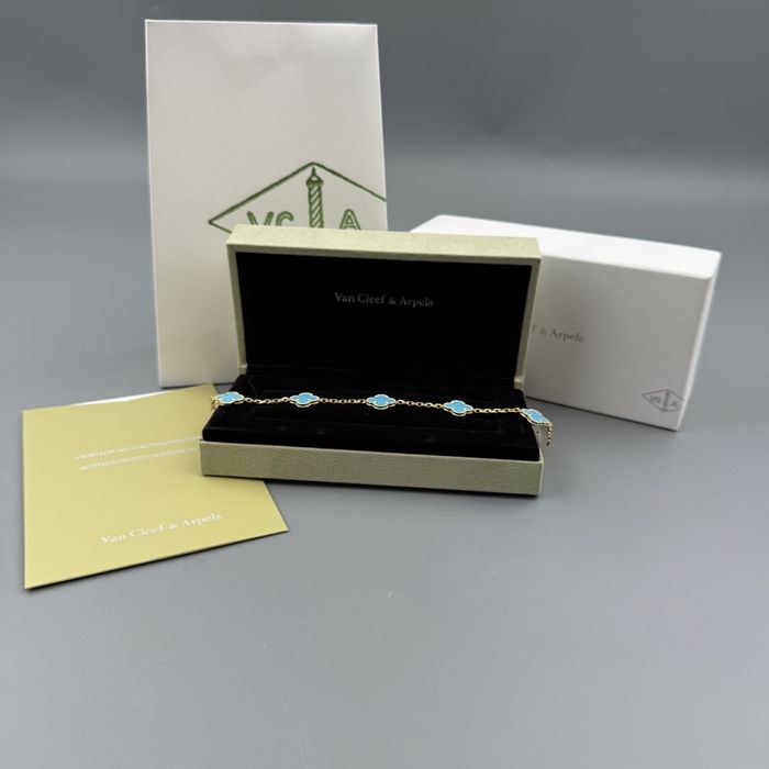Pulseira Van Cleef & Arpels Alhambra 5 Motivos - Turquesa - Full Set