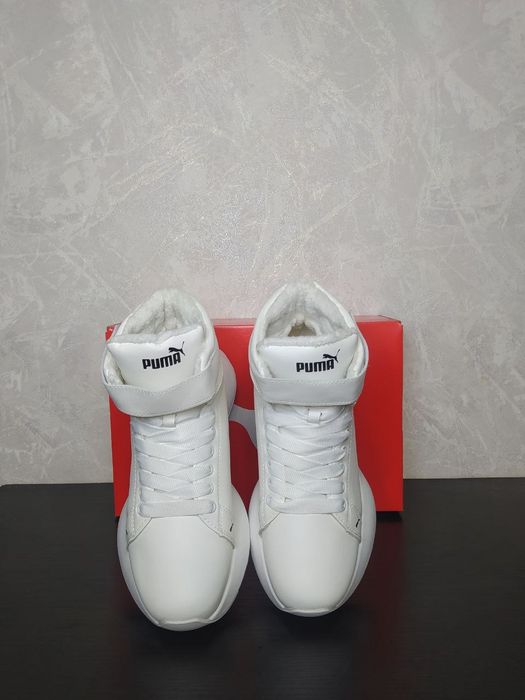 Жіночі зимові білі кросівки Puma/натуральная кожа/белые ботинки пума
