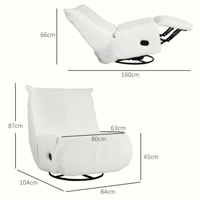 Fotel TV Sacco, regulowany, rozkładany, obrotowy 2 sztuki