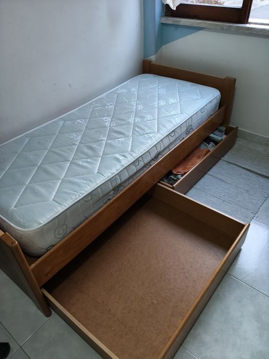 cama de solteiro com dois gavetão  + colchão