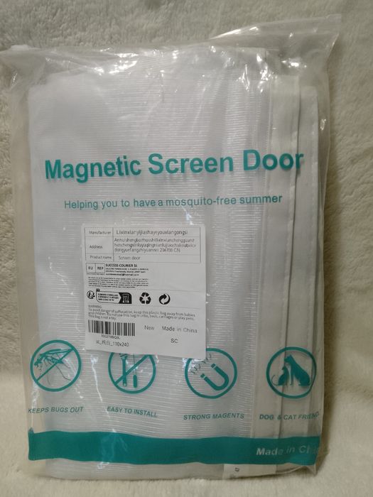 Magnetyczna moskitiera do drzwi biała 110/240