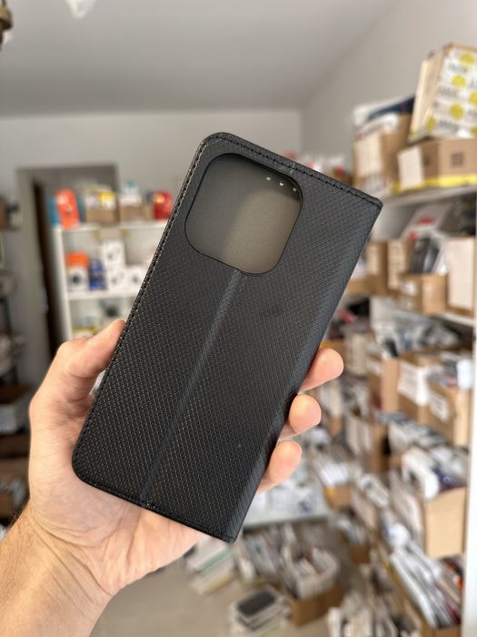 Etui z klapką zamykane czarne + SZKŁO hartowane do REALME 16 PRO