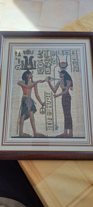 Pintura em papiro egípcio com certificado de autenticidade