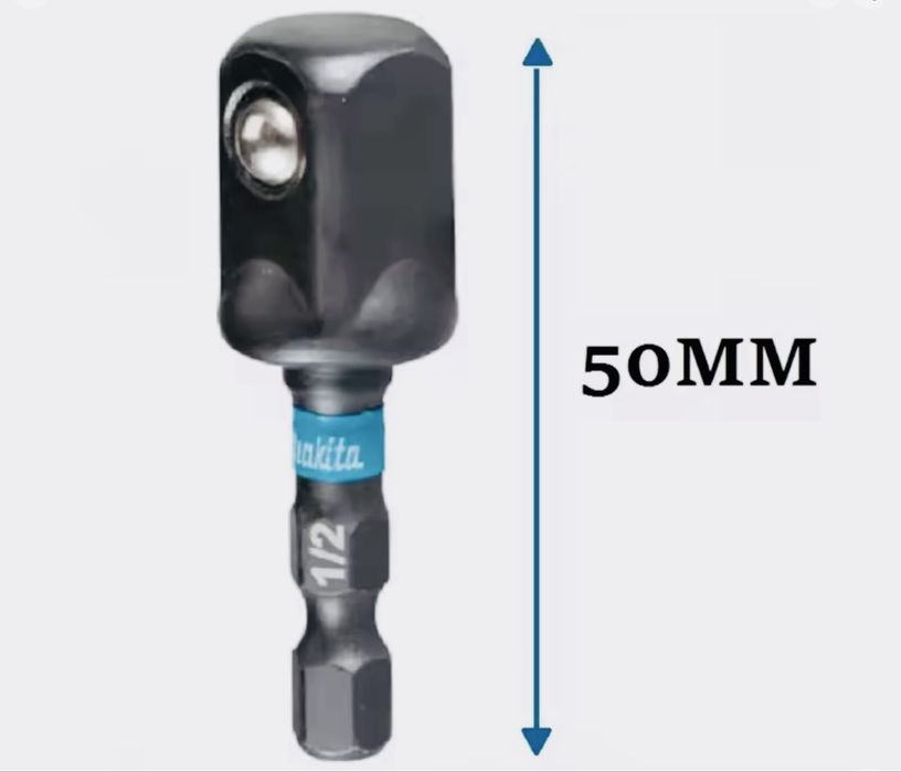 Makita E-08850 Ударний чорний адаптер для гнізда 1/2" X 50 мм 1/4"