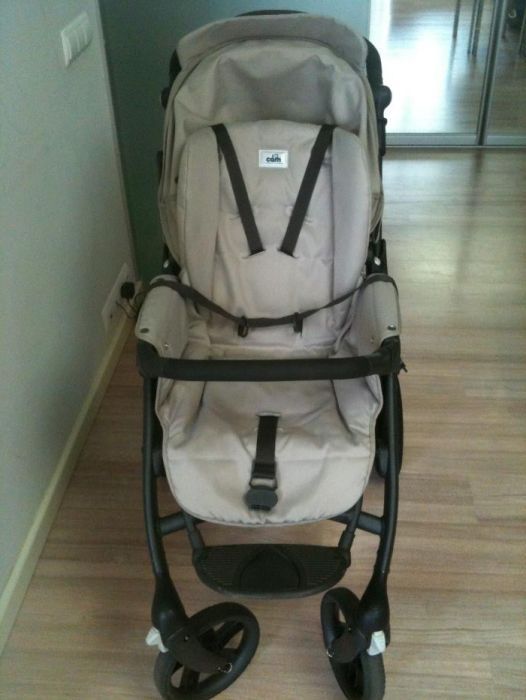 Коляску универсальную 2 в 1 CAM Dinamico бежевый б/у со стразами