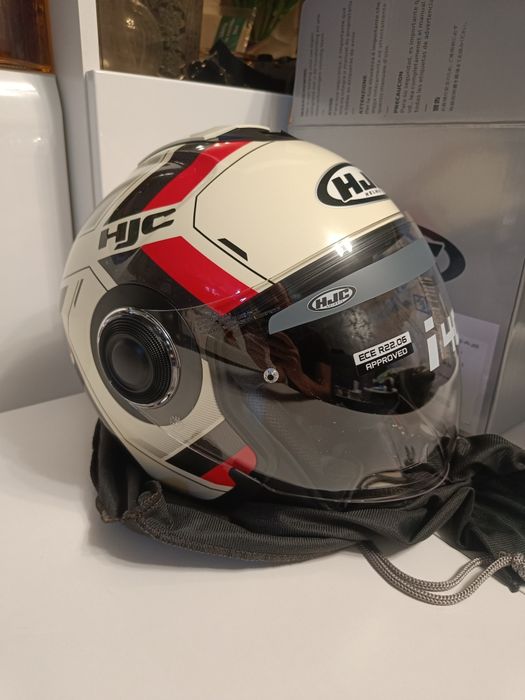 Kask otwarty HJC I40N VELU BEIGE/RED r. S beżowy czerwony