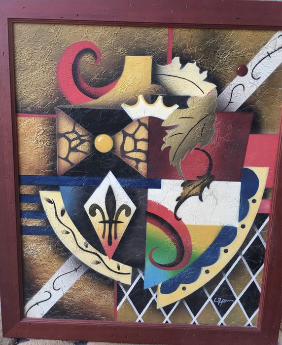 quadro pintado à mão - C.Ryan, anos 90.