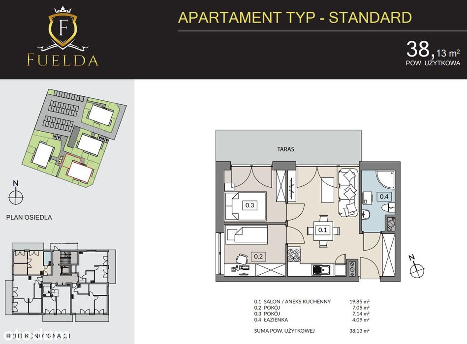 Kameralne willowe osiedle FUELDA |ogródek ok. 50 m2|standard premium