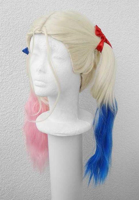 Suicide squad blond peruka z dwoma kitkami wig cosplay Harley Quinn