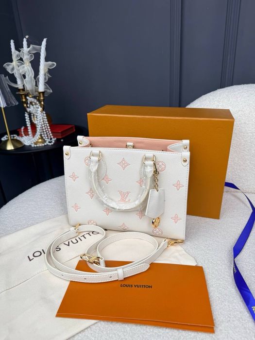 Сумка Louis Vuitton Onthego PM Monogram  Empreinte Beige / Peach