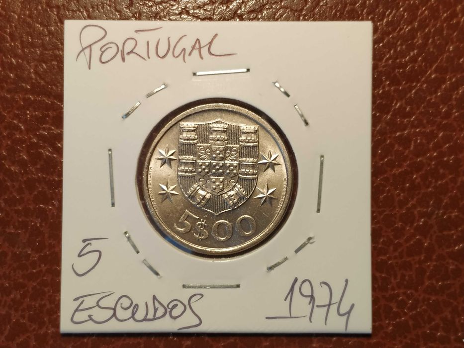 B156 moeda de 5 escudos de 1974 (barcos) - Portugal