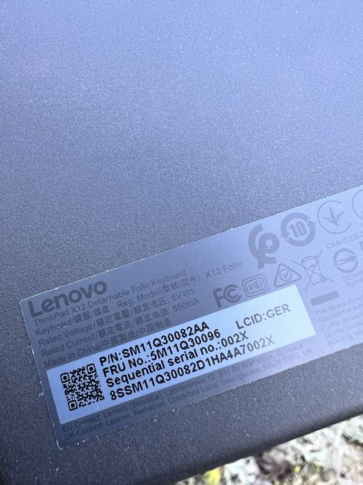 Клавиатура-чехол для планшета Lenovo ThinkPad X12 Detachable Gen 1-2