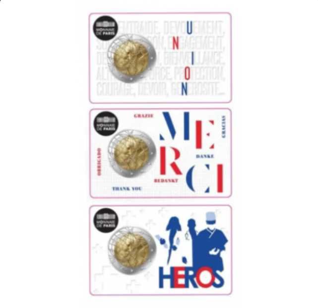 frança moedas 2€ 3x pesquisa medica 2020  coincard