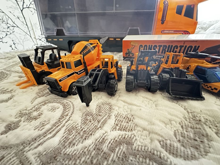 Великий набір будівельної техніки 12 шт | Трак + 11 машинок