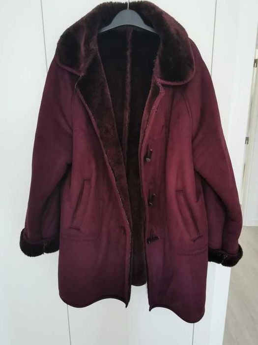 Casaco bordeaux unissexo, imitação camurça