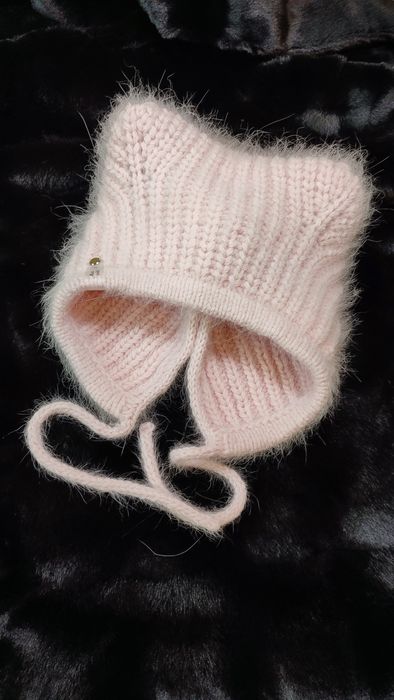 Чепчик с ушками из пуха норки