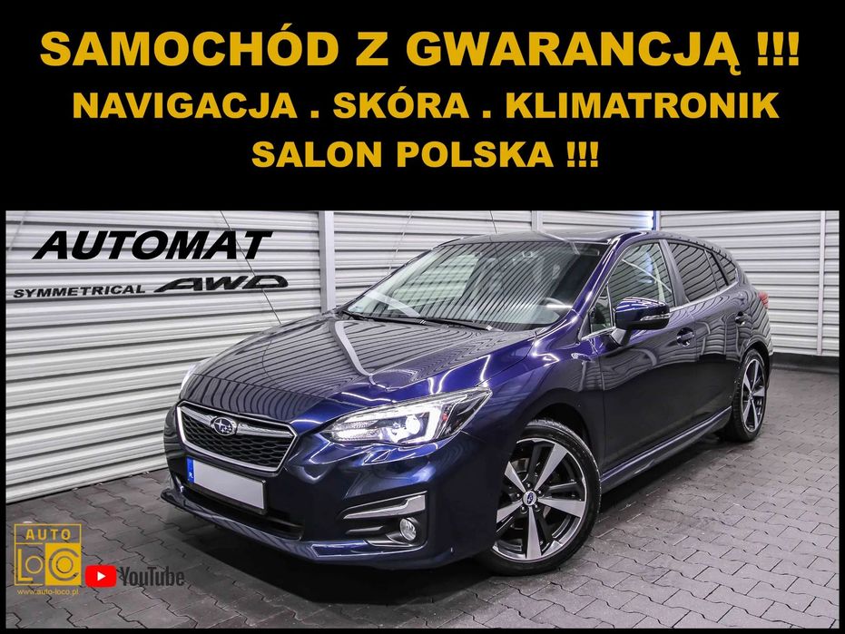 Subaru Impreza AUTOMAT + 4x4 + Salon POLSKA + 100% SERWIS + 100% Bezwypadkowy