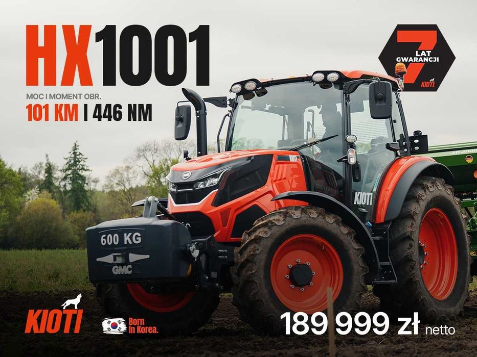 Ciągnik Kioti HX1001 4x4 110KM 7-lat gwarancji z bogatymi dodatkami