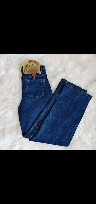 Dzinsy granatowe wysoki stan Navy blue Denim Jeans 70s styled cotton