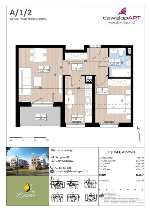 2-pokojowe mieszkanie 46m2 + balkon Bez Prowizji
