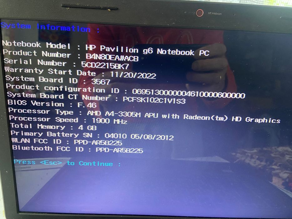 Ноутбук HP pavilion g6