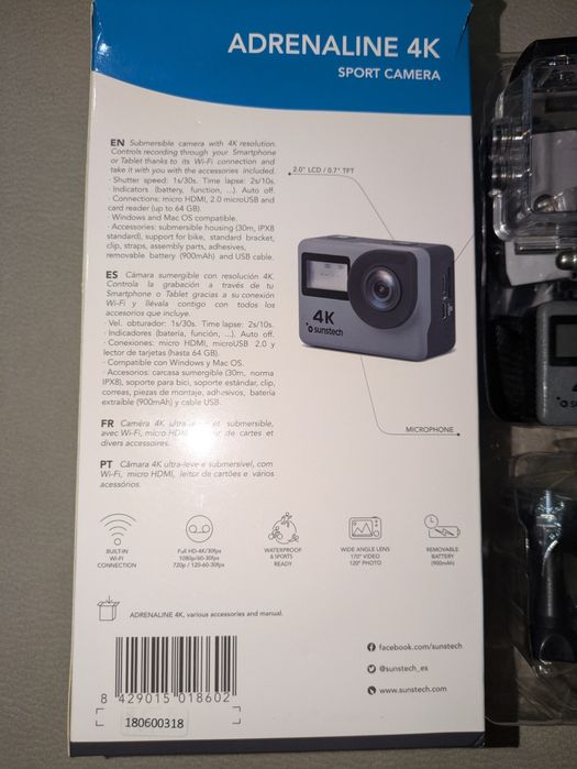 Sport Camera Adrenaline 4K Sunstech64738211278721122