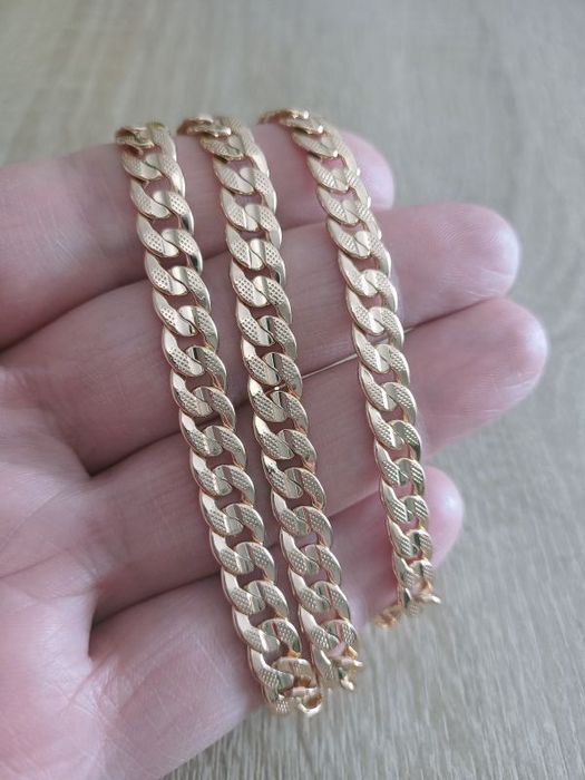 Łańcuszek Pancerka Diamentowany stal Gold Plated 18K 63cm 8mm 46g
