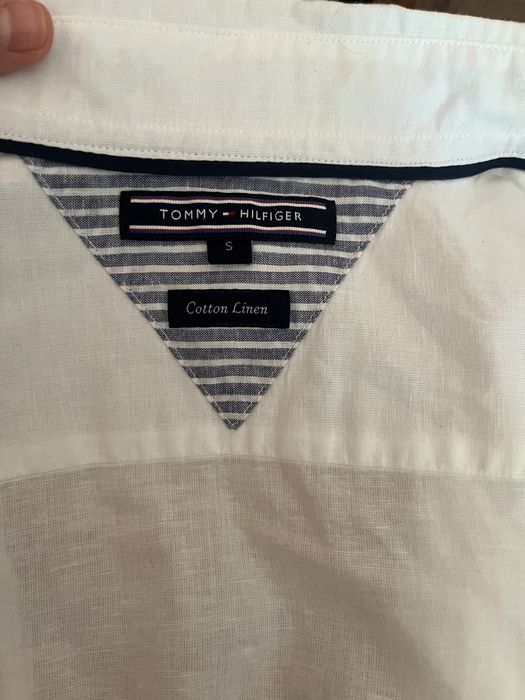 Oryginalna biała koszula Tommy Hilfiger len