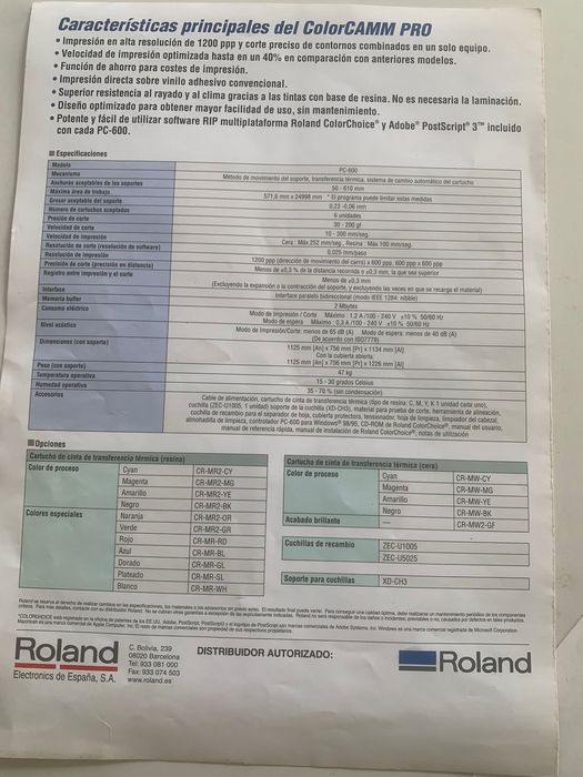 Plotter Roland de Corte e impressão