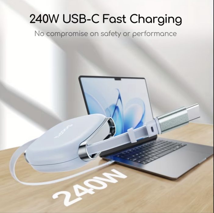 Висувний USB-C кабель 240W /Швидка зарядка.