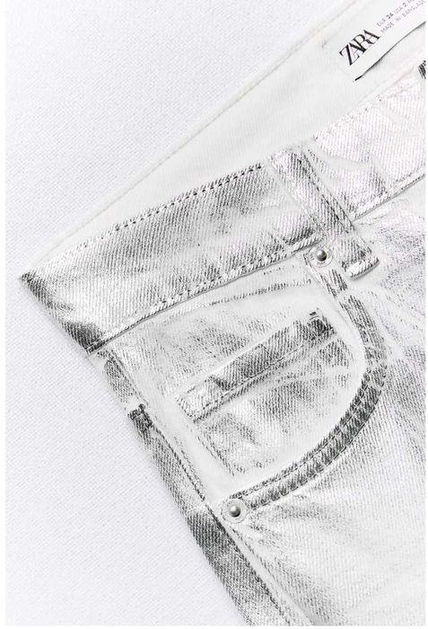 Серебряные серебристые срібні сріблясті металлик джинсы Зара ZARA