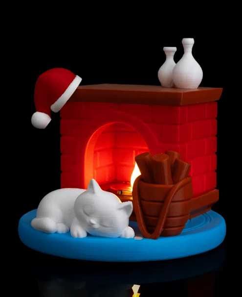 Mini Lareira Natalícia Gatinho