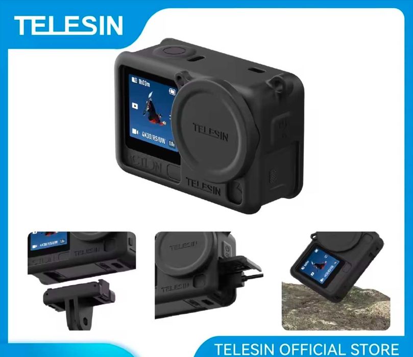 Silikonowe etui ochronne TELESIN do DJI OSMO Action 6 szary pomarańcz