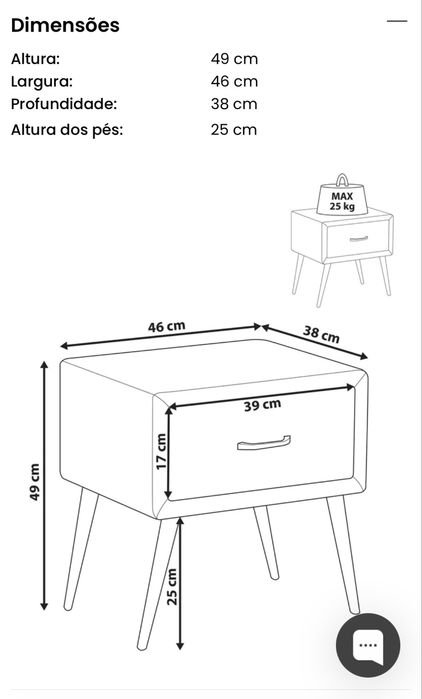 Mesa de cabeceira com gaveta boucle Beliani