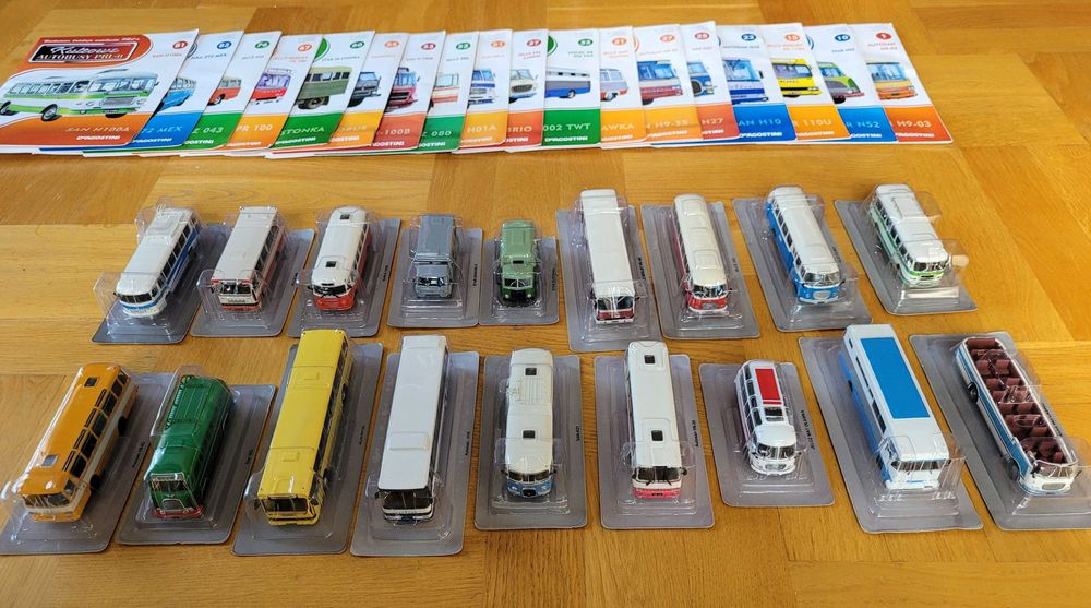 Kultowe Autobusy PRL - komplet 19 sztuk polskich autobusów