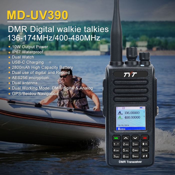 DMR рація TYT MD-UV390 10W Plus GPS IP67 цифрова шифрування AES256