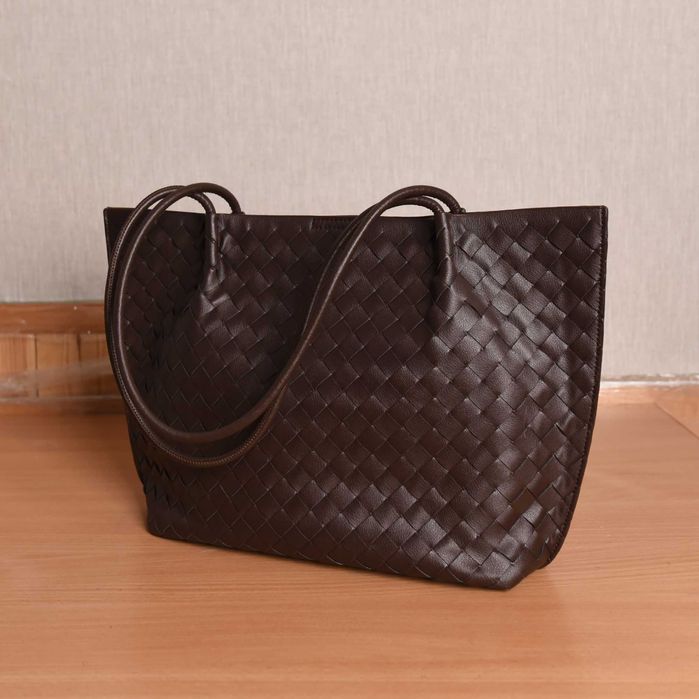 Сумка-шопер кожаная, шоколад