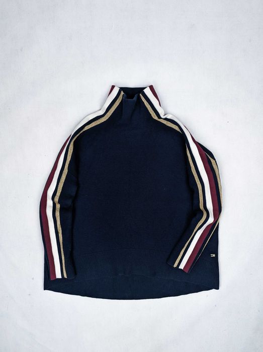 Tommy Hilfiger granatowy sweter golf z kaszmirem S