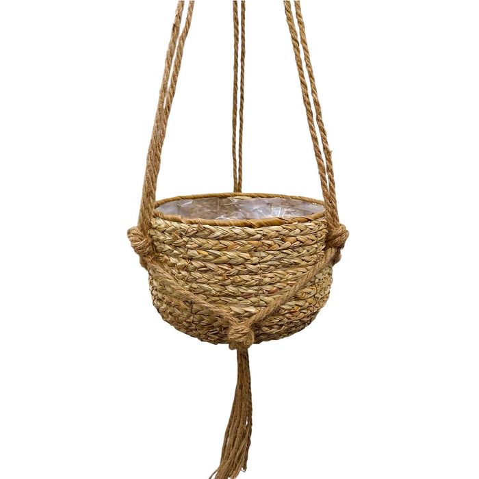 Pleciony Kosz Wiszący Trawa Morska Doniczka Osłonka na Kwiaty Wiszące Boho 24cm