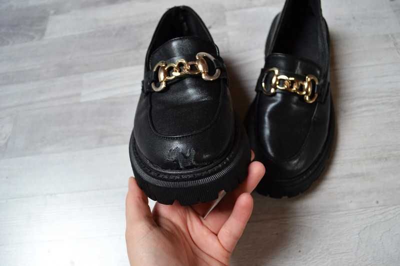 Czarne buty mokasyny na platformie loafersy oksfordy 39 creepersy