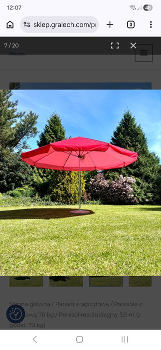 Parasol restauracyjny Gra-Lech  3,5m z podstawą