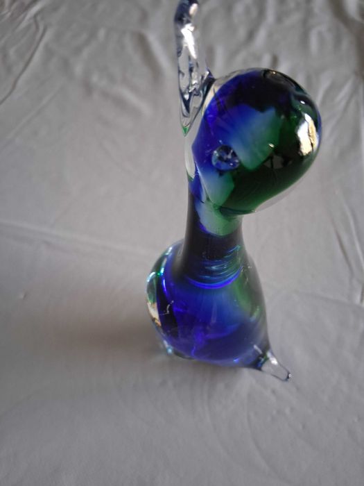 Pássaro em Vidro de Murano Sommerso - Vintage Italiano (Azul e Verde)